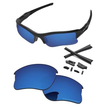 Imagem de PapaViva Lentes de reposição e kits de borracha para óculos de sol Oakley Flak Jacket XLJ OO9009 63 mm, Água Profunda, Flak Jacket XLJ