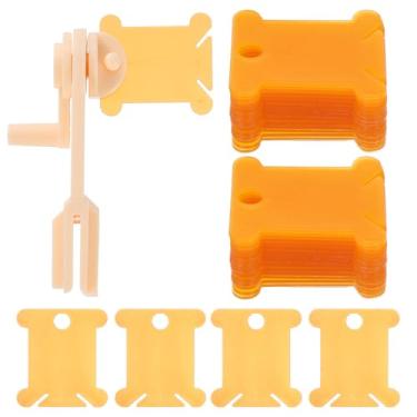 Imagem de HARFINGTON 100 peças de bobinas de fio dental bordado com enrolador de bobina, organizador de linha de ponto cruz de plástico, cartões de costura, armazenamento de ferramentas de triagem para