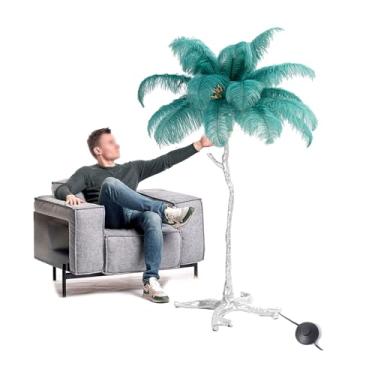 Imagem de Luminária de chão, lâmpadas de piso de penas, lâmpadas de chão modernas de resina, lâmpadas de LED 3 tons, lâmpada de pé regulável, interruptor de pé, lâmpada de leitura para quarto - presente