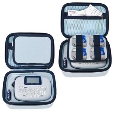 Imagem de CROTIRAD Estojo rígido de viagem compatível com Brother PT-M95 P-Touch monocromático etiquetador, suporte de armazenamento, bolsa organizadora para fitas de etiqueta, baterias, apenas capa, azul