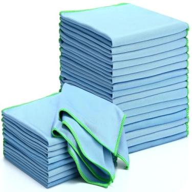Imagem de Maxcheck Pacote com 24 panos de limpeza de vidro de microfibra, 40,6 x 40,6 cm, sem fiapos, sem riscos, panos de polimento de vidro reutilizáveis para limpar janelas, óculos, carro, espelhos, aço