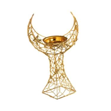Imagem de Generic Queimador de incenso de ferro, peça central portátil, decoração de mesa, ornamento, escultura de lua, para fazenda, hotel interno, Ouro