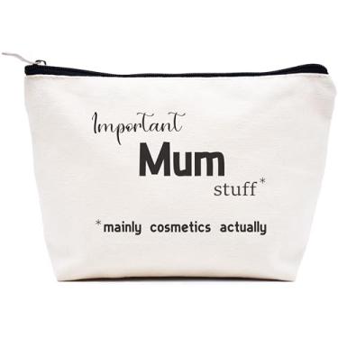 Imagem de LIBIHUA Presente de anúncio de gravidez - presente de nova mamãe - upgrade para bebê em breve - bolsa de maquiagem bolsa de cosméticos bolsa de viagem, Bege, 9.8 ″ W x 7″ H x 2.7″ Bottom, 734-3 coisas