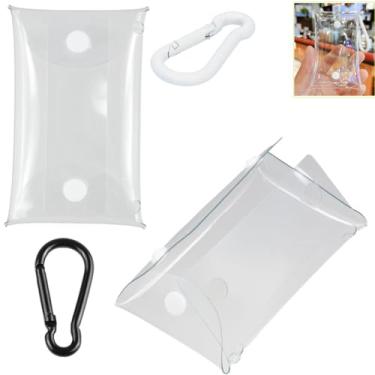 Imagem de DraCra 2 Pack Clear Figure Display Bag Pocket Pouch Case Coin Purse Credit Card Holder Minimalist Wallet with 2 Side Snap Hook for Trinkets Girls ID Keys Lipstick Earbuds