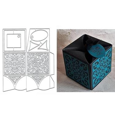 Imagem de Caixa 3D pop-up de Natal, matrizes de corte de metal, caixa pop-up 3D, cartões de papel, estênceis para fazer cartões de gravação faça você mesmo, etiquetas de livros, matrizes de papel decorativas,