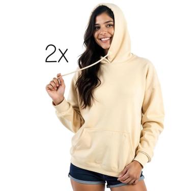 Imagem de Kit 2 Moletom Feminino Blusao Casaco Canguru Com Capuz-Feminino