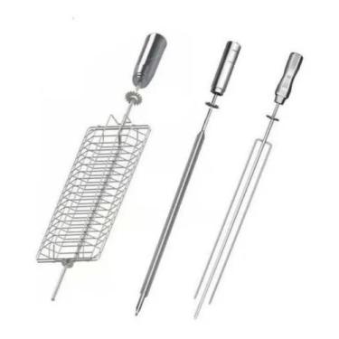 Imagem de Kit espeto grelha espada e tridente churrasqueira giratória - SeveFort