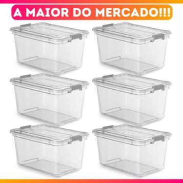 Imagem de Kit 6 Caixa Cesto Organizadora Transparente C/ Tampa e Trava Proteção 