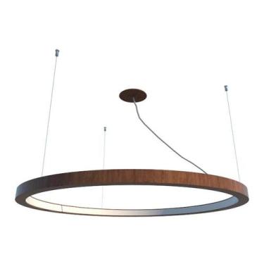 Imagem de Pendente Anel 80cm LED 30w 2700k em Madeira Imbuia - FOXLustres