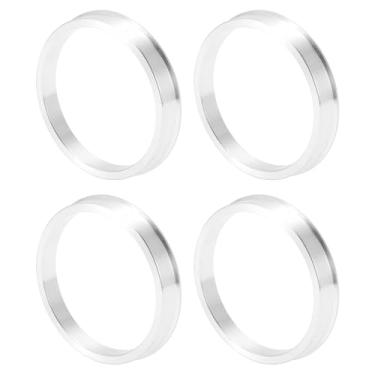 Imagem de INFINAUTO Anéis centralizados no cubo da roda do carro OD 64,1 mm para ID 56,6 mm eixo central de rodas amortecedores Hubrings liga de alumínio tom prata durável