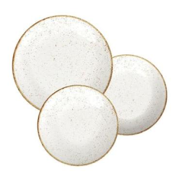 Imagem de Jogo De Pratos Tramontina Rústico Marrom Em Porcelana Decorada 18 Peça