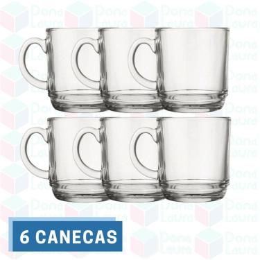 Imagem de Conjunto 6 Canecas Transparente Vidro 250ML Chocolate Quente