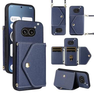 Imagem de Dibosom Capa carteira minimalista para celular Nothing Phone 2a com alça de ombro, 6 compartimentos para cartões, fina e fina, suporte para cartão de crédito de couro PU, acessórios, capa de celular