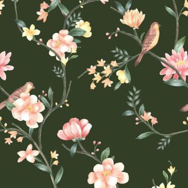 Imagem de Papel De Parede Botânica Hf Floral Verde 81260