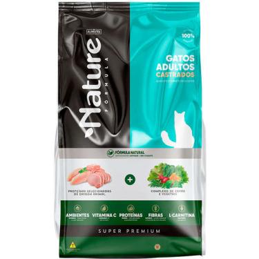 Imagem de Ração Seca Alinutri Nature Fórmula Super Premium Para Gatos Adultos Castrados Sabor Proteínas Selecionadas - 3 Kg