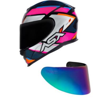 Imagem de Capacete ASX Eagle Fast Preto Rosa e Branco Mais Viseira Camaleão, 58