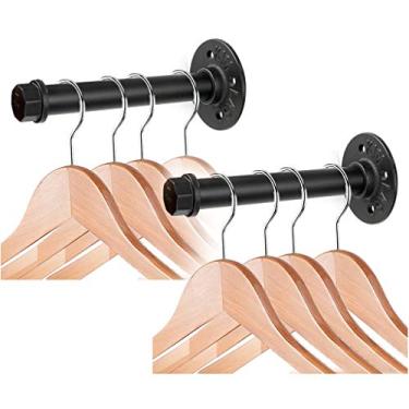 Imagem de Sumnacon 2 peças de barra industrial de 29 cm – cabide de metal rústico resistente com parafusos, suporte de parede para quarto/banheiro/armário/boutique/loja de roupas, preto