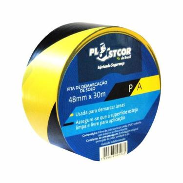 Imagem de Fita Zebrada Demarcação Adesiva 48mm x 30m Plastcor