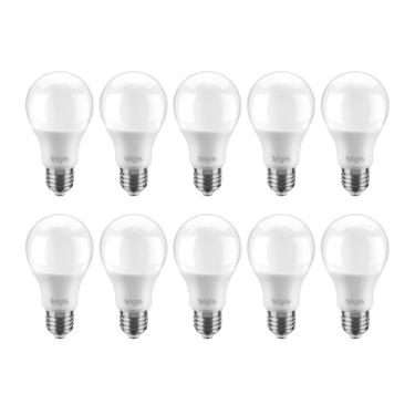 Imagem de Lâmpada Bulbo LED A60 9W 6500K Elgin Caixa com 10 unidades Bivolt Luz Branca Fria
