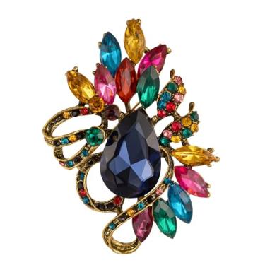 Imagem de SELOVO Broche de Folha de Strass Acessório de Joias para Vestido