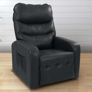 Imagem de Poltrona Reclinável para Descanso Rodes Sintetico Preto - CasaH