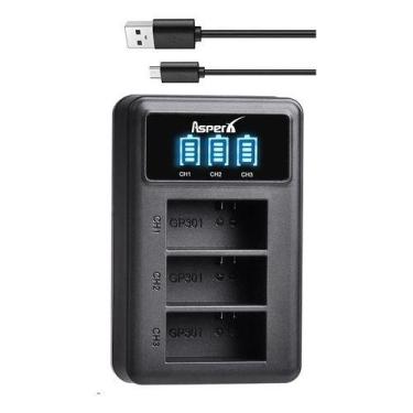 Imagem de Carregador Triplo Para Gopro Hero 3+ E 3 -301 - batmax, Preto