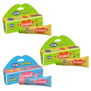 Imagem de Kit 3 Unidades Hidratante Labial Carmed Fini 2 Bananas e 1 Dentaduras 