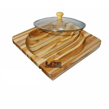 Imagem de Gamela de Madeira C/ Tampa de Vidro P 27 X 27 X 16 - Lize - LIZE ART E