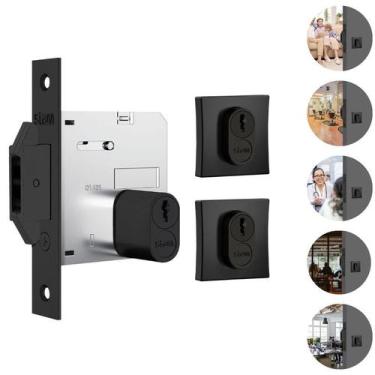 Imagem de Fechadura Stam 1006 Porta de Correr de madeira Roseta Quadrada Preto F