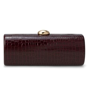 Imagem de Buric Bolsas femininas de couro PU para noite com estampa de crocodilo, bolsas de ombro com envelope formal para casamento, Vinho tinto