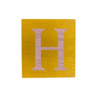 Imagem de Cubo Amarelo Letra Rosa Bebê Festa Chá de Bebê Decoração 8x8x8 Cm Mdf 