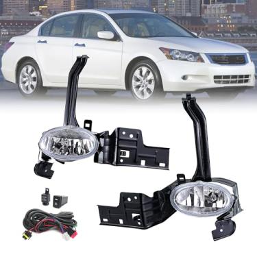 Imagem de LEVANLIGHT Conjunto de faróis de neblina para Honda Accord Sedan 2008-2010 | Lâmpadas de neblina para dirigir lentes transparentes | Com lâmpadas de halogêneo H11 12V 35W e kit de chicote de fiação