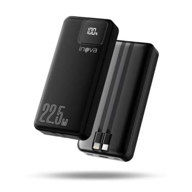 Imagem de Power Bank com CaboIntegrado, Carregador Portátil de 20000mAh com Carga Rápida, Múltiplas Portas, Design Leve e Proteção Inteligente para Dispositivos iOS e Android/USB/Type-C/Preto(MD-12412)