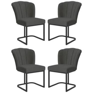 Imagem de Kit 4 Cadeiras Flor Pés Metal Preto Mesa Jantar Cozinha - Balaqui Deco