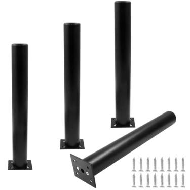 Imagem de Kyuionty Conjunto de 4 pernas de móveis de liga de alumínio de 30,5 cm de altura, pernas ajustáveis de armário de 3 cm de diâmetro, pés ajustáveis de metal redondos para cozinha, mesa, armário, prateleiras (preto)