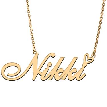 Imagem de RONKAH Colar de nome personalizado personalizado com coração colar de nome personalizado para mulheres colar de moda pessoal melhor presente para menina, mãe, filha, amizade, Natal, aniversário,