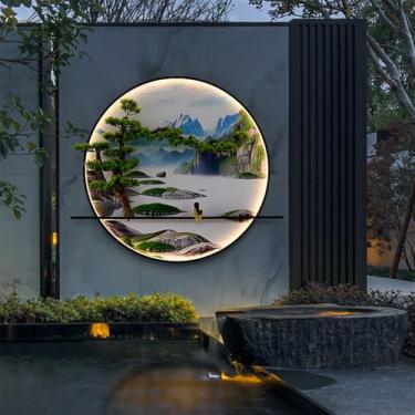 Imagem de Luminária de parede contemporânea para paisagem externa em pinho, à prova d'água, mural chinês, criativa, elétrica, varanda, corredor, pátio, vila, jardim, comunidade, decoração de parede LE