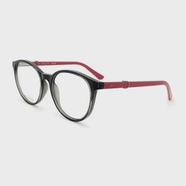 Imagem de Armação para Óculos de Grau Original Atitude Cinza Redondo Acetato Sem plaqueta Feminino ATK4006