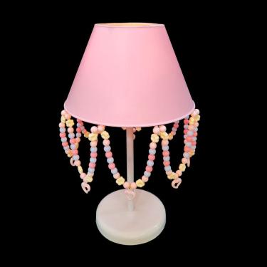 Imagem de Abajur Infantil Flores Luminária Decoração Quartinho de Bebê Menina Rosa Design Moderno 17x30cm