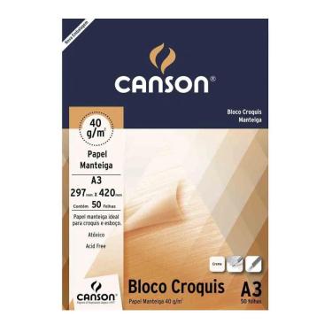 Imagem de Bloco Croquis A3 Canson Manteiga 41G 50 Folhas Creme