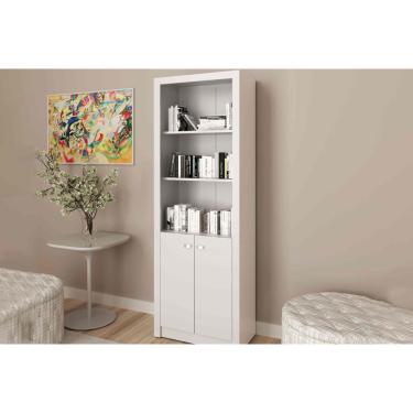 Imagem de Estante Livreiro Solteiro ME4110 c/ 2 Portas e 3 Prateleiras Branco - Tecno Mobili