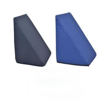Imagem de Kit 2 Travesseiro Triangular Encosto Espuma Antirefluxo Apoio Costas Anatômico Leitura + Capa Extra(Preto e Azul)