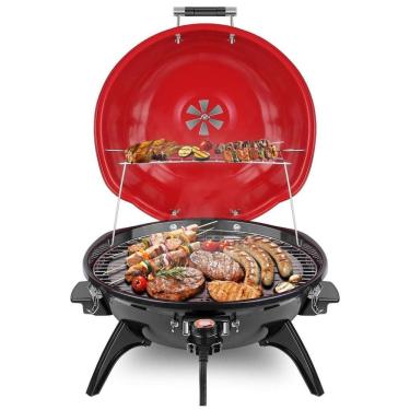 Imagem de Churrasqueira Elétrica Techwood para Uso Interno e Externo - 15 Porções, Design Duplo, Portátil com Suporte Removível, 1600W