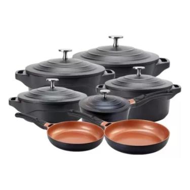 Imagem de Jogo De Panelas Le Cook Revestimento Cerâmico Black 7 Pçs