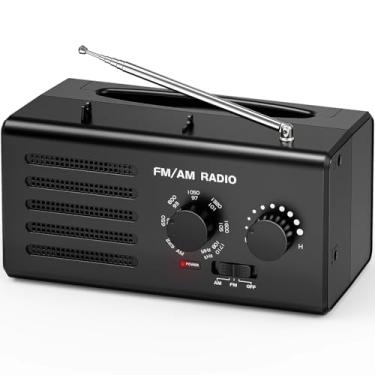 Imagem de Rádio AM FM portátil, rádio transistor Goodes com melhor recepção, alimentado por bateria ou alimentação CA, alto-falante alto, botão de afinação grande, conector de fone de ouvido, perfeito para uso