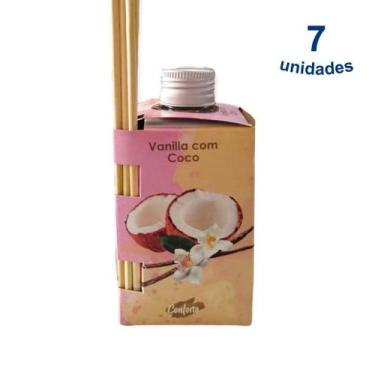 Imagem de Kit 7 Aromatizador Ambiente Vanilla com Coco 280ml Difusor Vareta Luz 