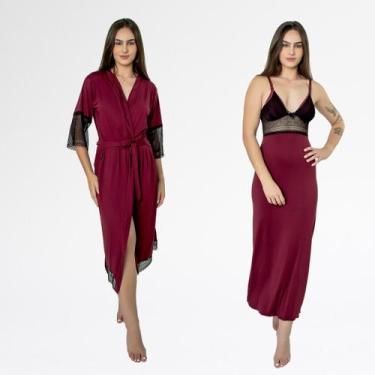 Imagem de Kit Robe Noiva Roupão Camisola Amamentação Longa Maternidade - ALTIE, 