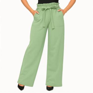Imagem de Calça Pantalona Moletom Feminina Wide Leg Inverno com Bolso - G-Store,