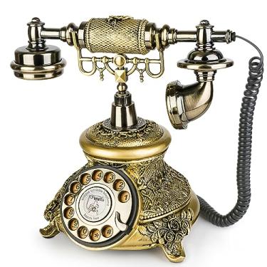 Imagem de Sangyn Telefone vintage com mostrador rotativo, telefone antigo, telefones fixos retro, telefone antiquado para casa, escritório, café, bar, decoração de hotel