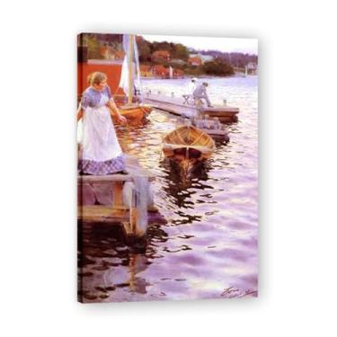 Imagem de LKXGRRSFG Impressões em tela Lappings of the waves Anders Zorn - Arte de obra-prima sueca, decoração de parede serenidade de verão e coleção de galeria doméstica 20 x 30 cm